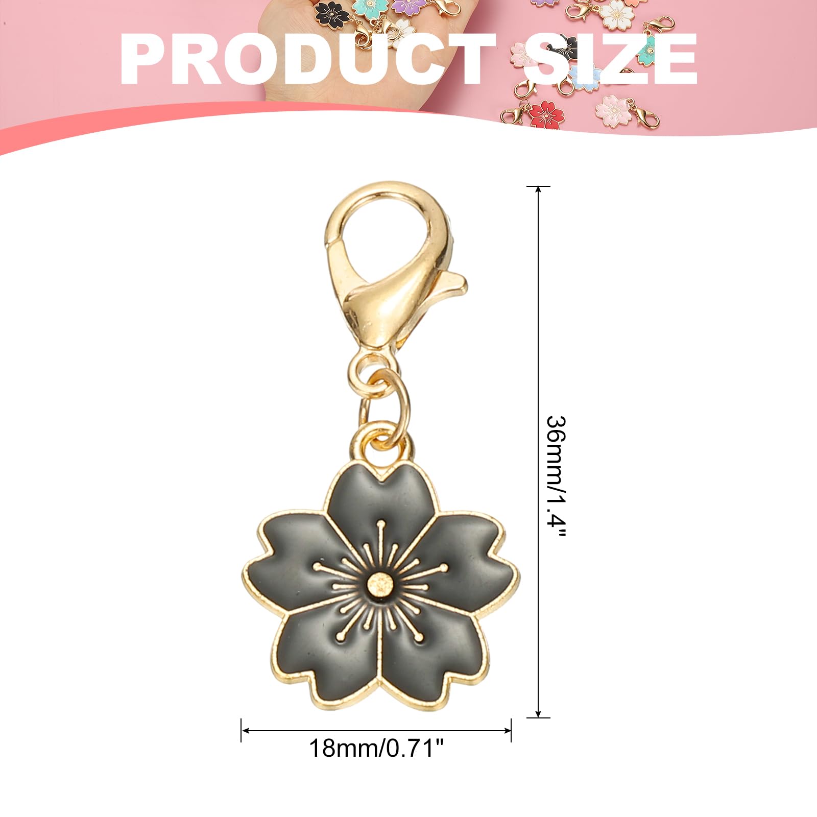 PATIKIL Flower Crochet Stitch Markers, 50 Pack Metal Knitting Markers Cherry Blossom Removable Lobster Clasp Charm Locking Cute Stitch Marker for Sewing Crocheting DIY Craft, Black