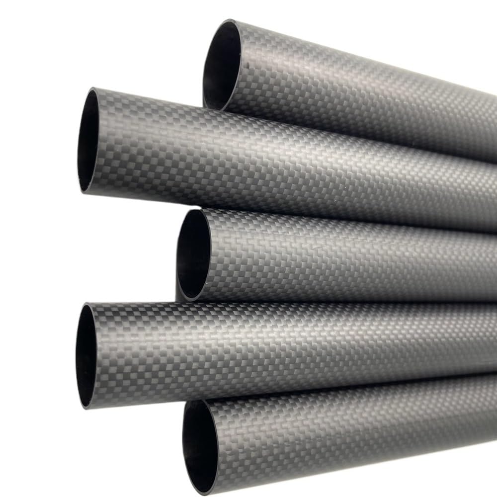 Eje de fibra de carbono Tubos de fibra carbono puro 3K 1000 mm longitud y 1,5 espesor, 2 unidades(25x22MM)