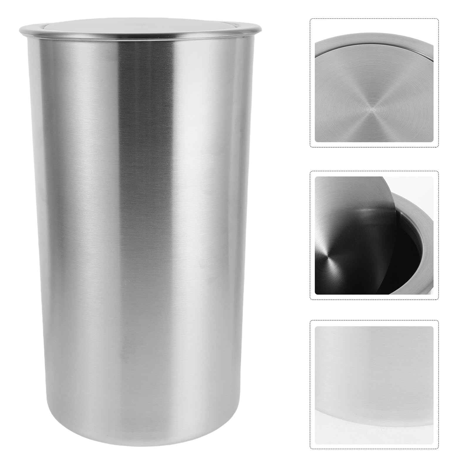 Luxshiny Pattumiera da Incasso per Cucina 5,5l in Acciaio Inossidabile Coperchio Girevole a 360° e Apertura una Mano, Contenitore Spazzatura Rotondo per Cucina e Ufficio