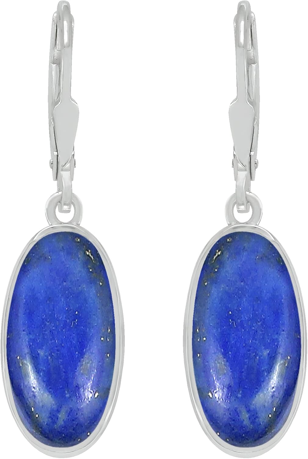 Natural Moonstone/Labradorite/Crystal/Amethyst Oval Gemstone Dangle Earrings - 925 Sterling Silver Plated Birthstone Earrings for Women - Handmade Leverback Jewelry Gifts for Her