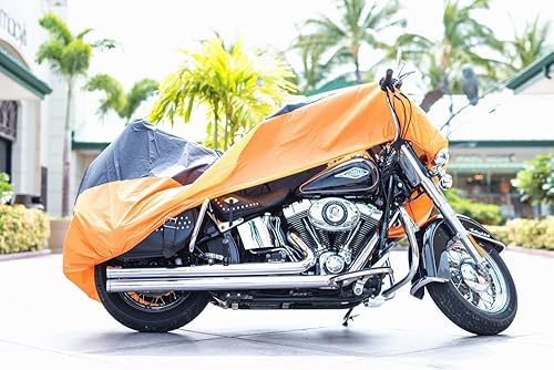 Miniatura 5 de XYZCTEM Funda para motocicleta, para todas las estaciones, impermeable y negra, para exteriores, se adapta a motores de hasta 116 pulgadas (XXXL)