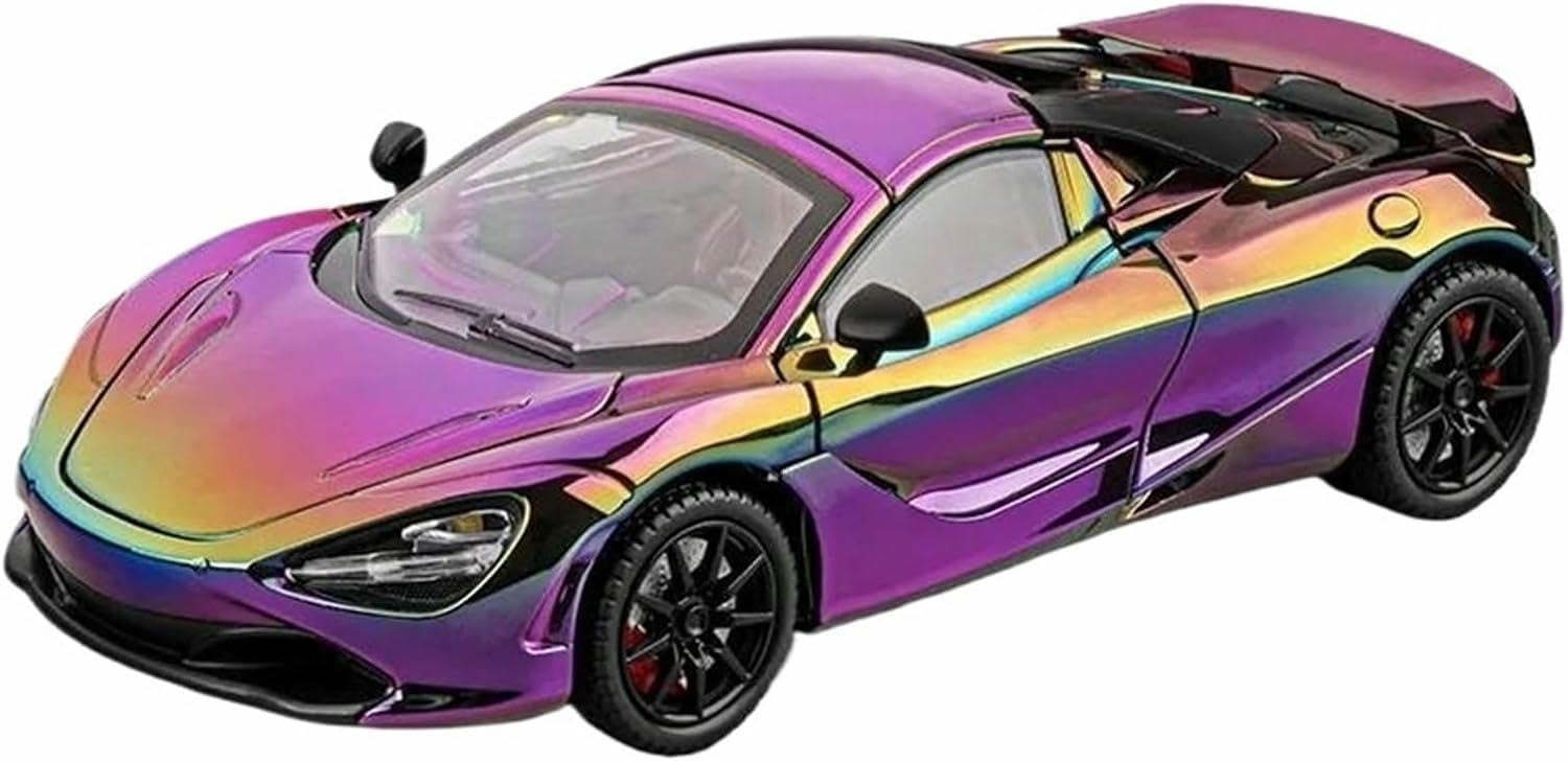 DEAVER Diecast 1:24 For Mclaren 720S Scale Alloy Car Models Realistic Pre-Built Finished Vehicle Model Display Collection(Purple)
