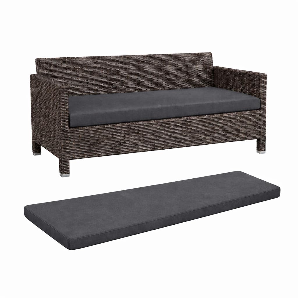 House Of Home Outdoor Bench Cushion Garden & Patio Seat Pad, Water & UV Resistant, Removable Cover (Dark Grey, 2 Seater 108cm x 45cm x 5cm)