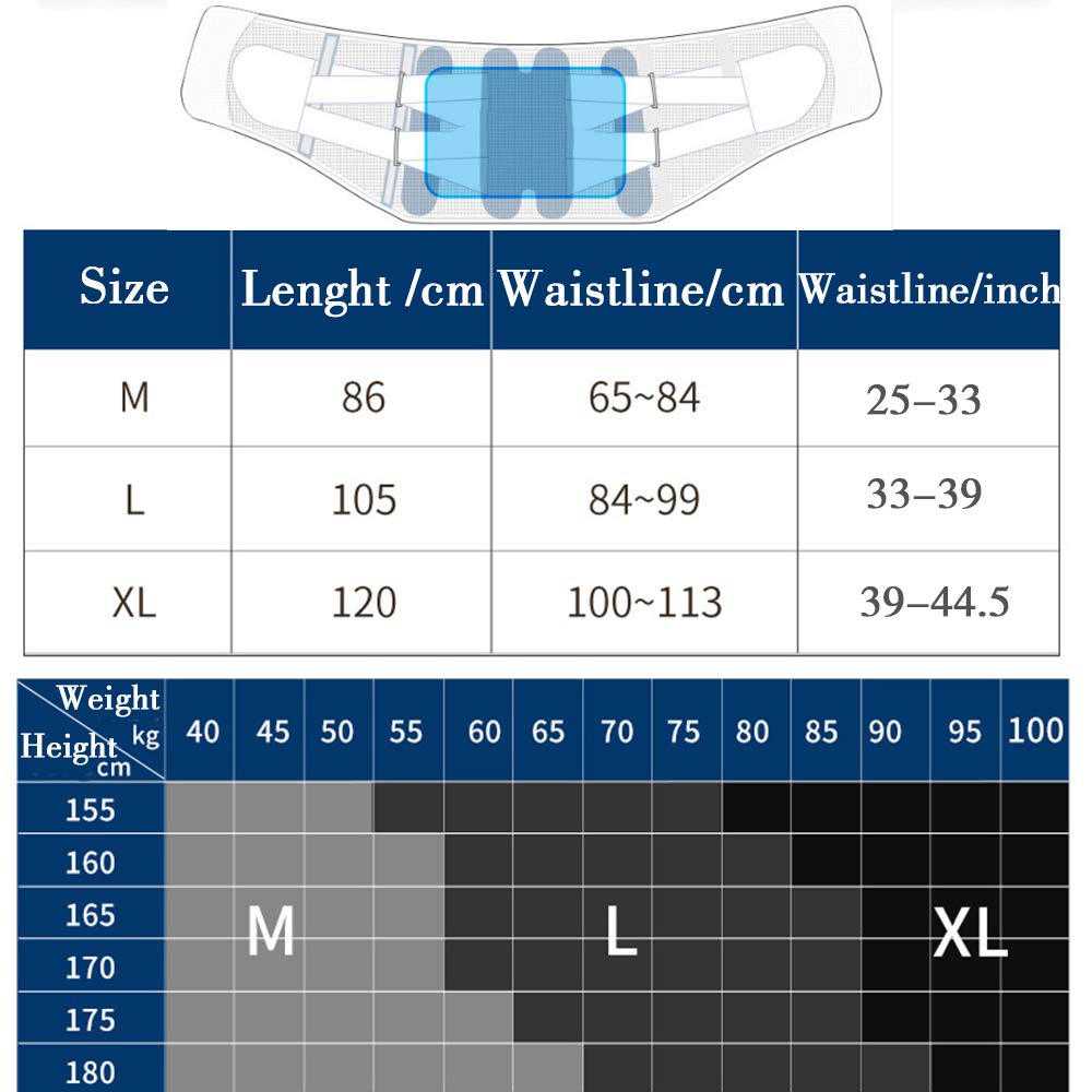 Cinturón de Soporte Lumbar, Soporte en la Espalda, Dual Adecuado Faja médica para Espalda para el Alivio del Dolor de Espalda Baja y la prevención de Lesiones,M