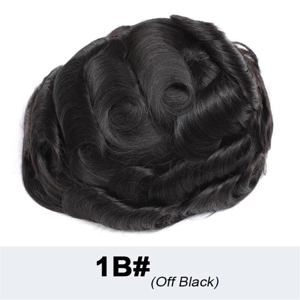 Men's Toupee Posticci for capelli con base in seta, pizzo a diamante, toupee frontale in pizzo for uomo, capelli umani con sottile pelle in PU attorno al sistema di capelli(7x10)