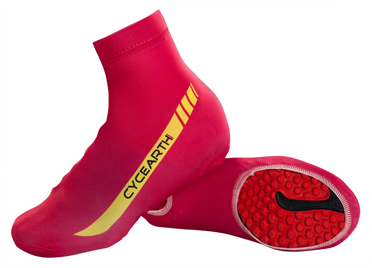 CYCEARTH Cycling Shoe Covers Men Bike Bicycle Overshoes (Red,X-Large)