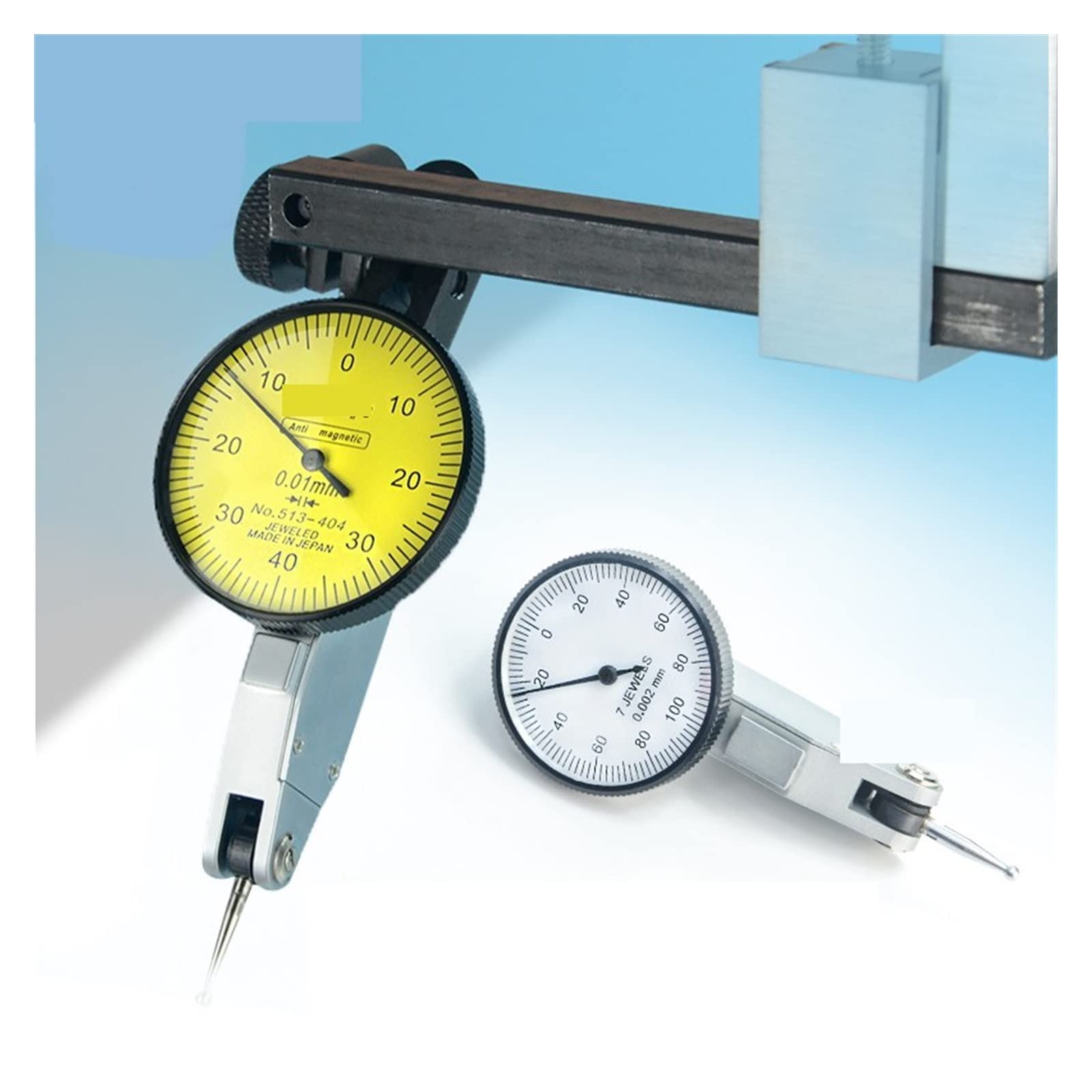 Comparatore Centesimale, Lunghezza 100mm Estensione Morsetto rotante Misuratore di altezza quadrante digitale Leva Indicatore di test del quadrante Connettore Braccio di supporto Supporto di supporto