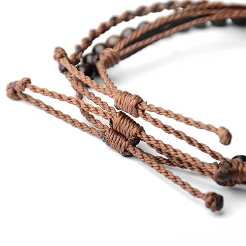 Miniatura 420 de Handmade Natural Stone Beaded Healing Bracelet Gift for Men Adjustable Rope String Bracelet (picasso jasper, Adjustable)