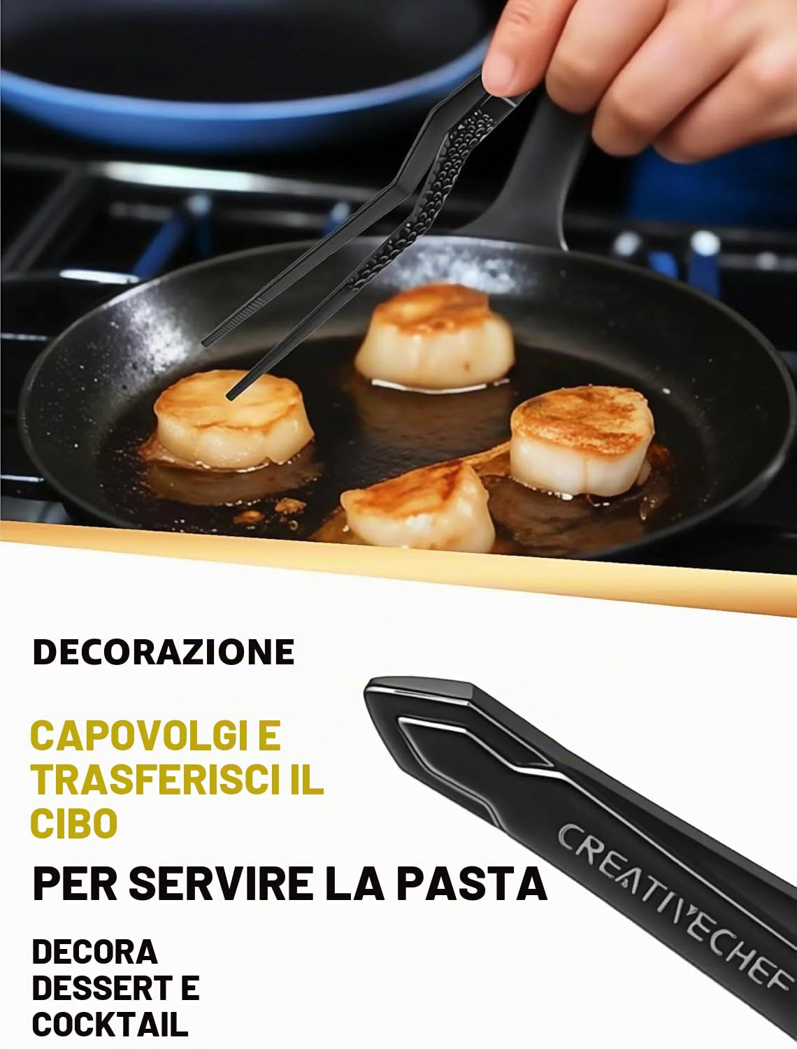 CREATIVECHEF 2 Pezzi Pinzette Da Cucina Per Impiattamento Ergonomiche Per Alimenti, Pinzette Fini In Acciaio Inossidabile Per Chef E Riparazioni