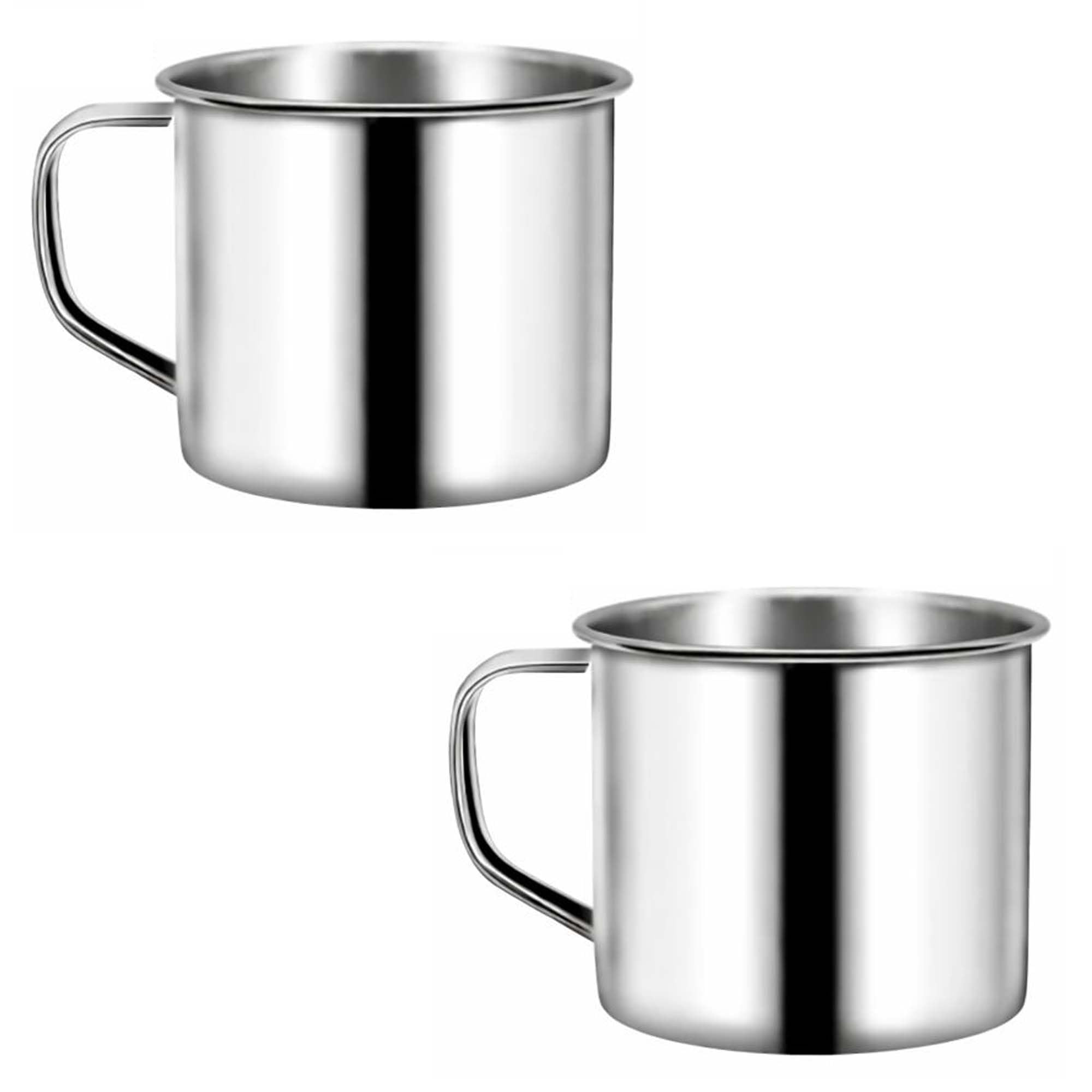 PEBBLE HUG Stainless Steel Mug with Handle, Compact and Durable, Ergonomic Design, Perfect for Tea, Coffee, Milk, Water, Travel Use, Home Kitchens, Heat-Resistant, Long-Lasting, (2Pcs)
