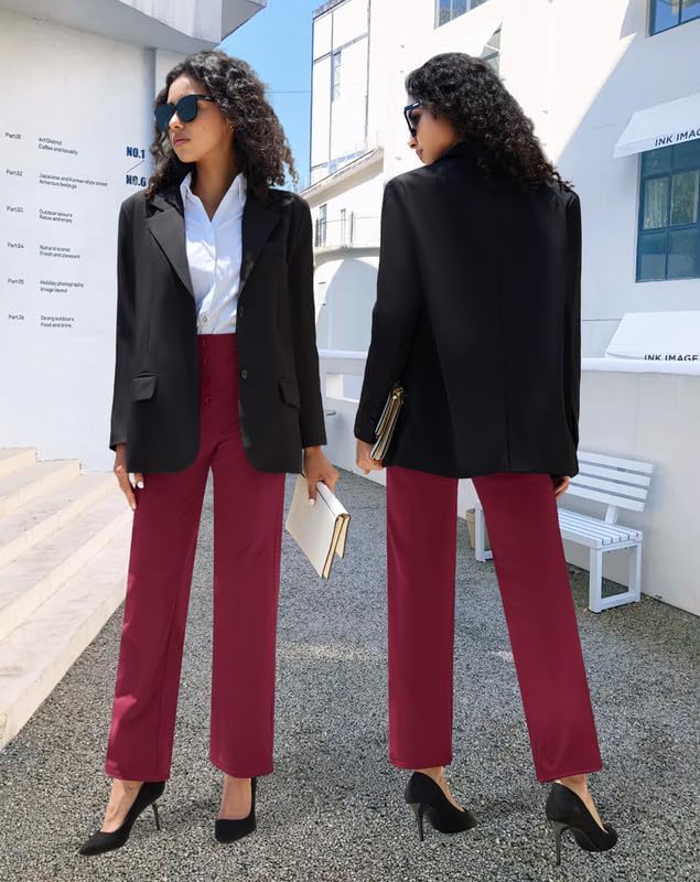 keriffe High Waist Stretchy Womens Dress Pants with Pockets Straight Leg Business Casual Work Trousers Office Slacks - Image 7