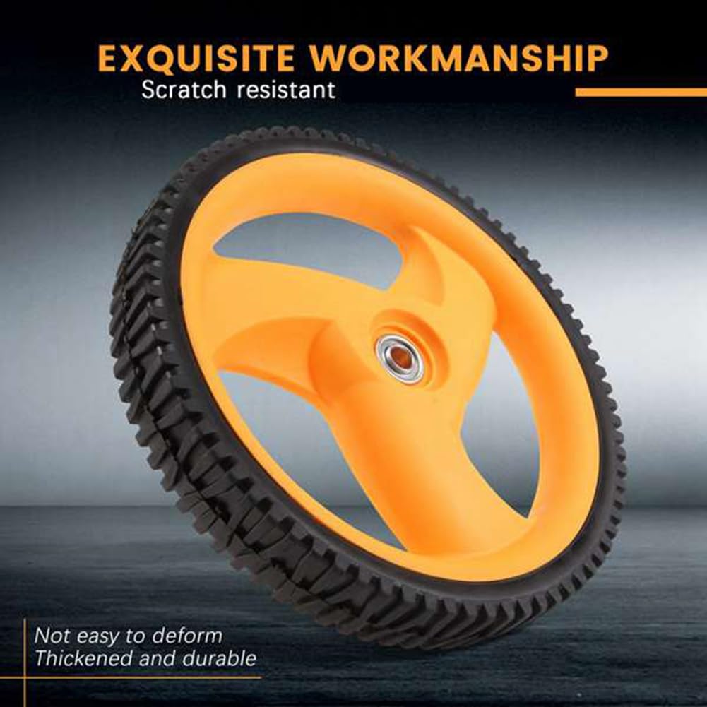Ruedas traseras de 293 mm para cortacésped Husqvarna, Beelooom, Negro y amarillo, Caucho, 2 unidades