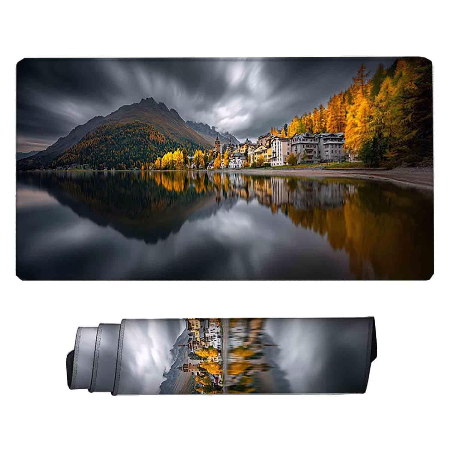 Podkładka pod mysz do gier szara podkładka pod mysz krajobrazową podkładka pod mysz XXL 1200 x 600 mm mata biurowa z przeszytymi krawędziami i antypoślizgowa, do biura, nauki, gier, akcesoriów
