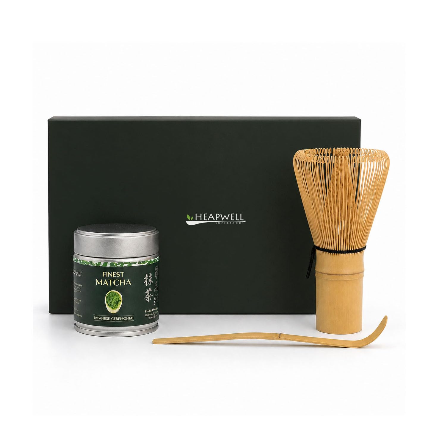 Heapwell Superfoods AA Ceremonial Matcha Green Tea Essential Set | 30g Matcha, Bamboo Whisk & Scoop | Perfect for gifting