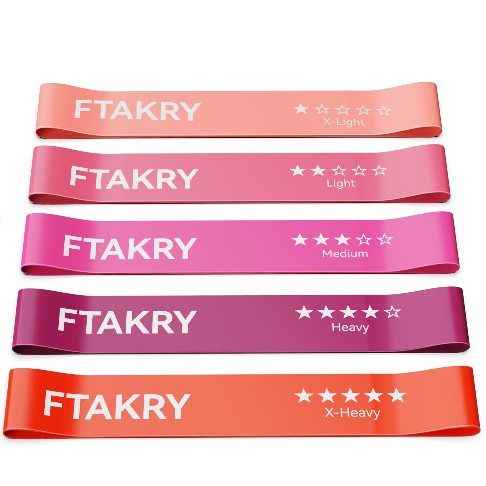 Resistance Bands for Working Out, Exercise Bands with 5 Resistance Levels, Natural Latex Resistance Bands Designed for Home Fitness, Strength Training and Flexibility Exercises
