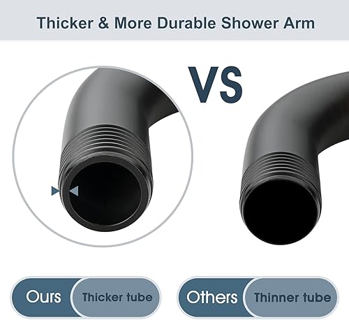Vista 41 de BRIGHT SHOWERS Brazo de extensión de cabezal de ducha de 13 pulgadas con brida en forma de S, extensor de altura alta, brazo largo de acero Cromo