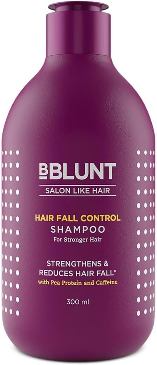 Bblunt Hair Fall Control Shampoo with Pea Protein & Caffeine for Stronger Hair | Reduces Up to 93% Hair Fall | Adds Shine | 300 ml