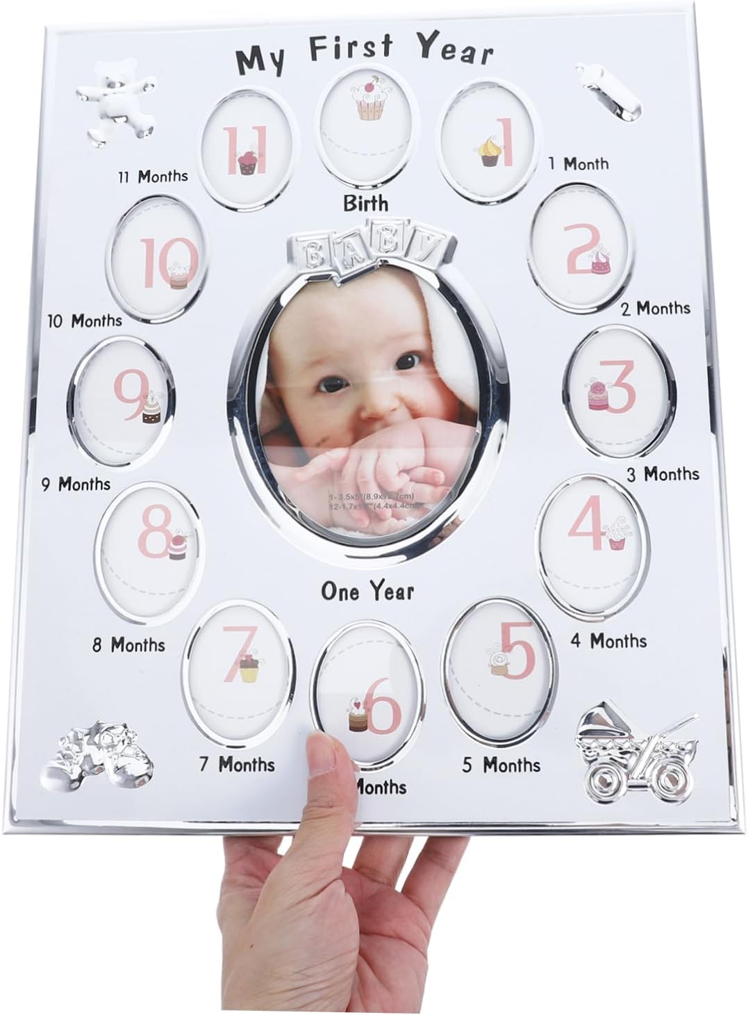 BESPORTBLE 1Pc Months Growth Record Photo Frame White Newborn Picture Frame for Milestone Memories Unique Display Rack for First Year Photos present for Showers image 3