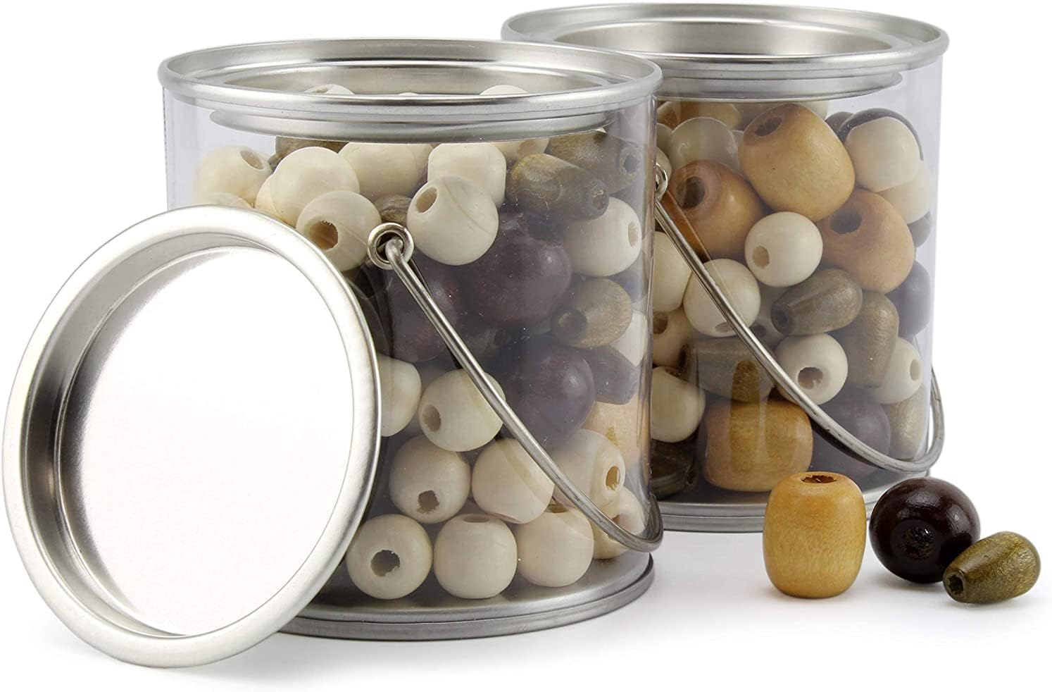 Mini Clear Plastic Paint Cans (6-Pack), Little 3-Inch Tall "Miniature" Crafts and Party Favor Cans; Not for Liquid or Heavy Objects, 1-Cup Capacity