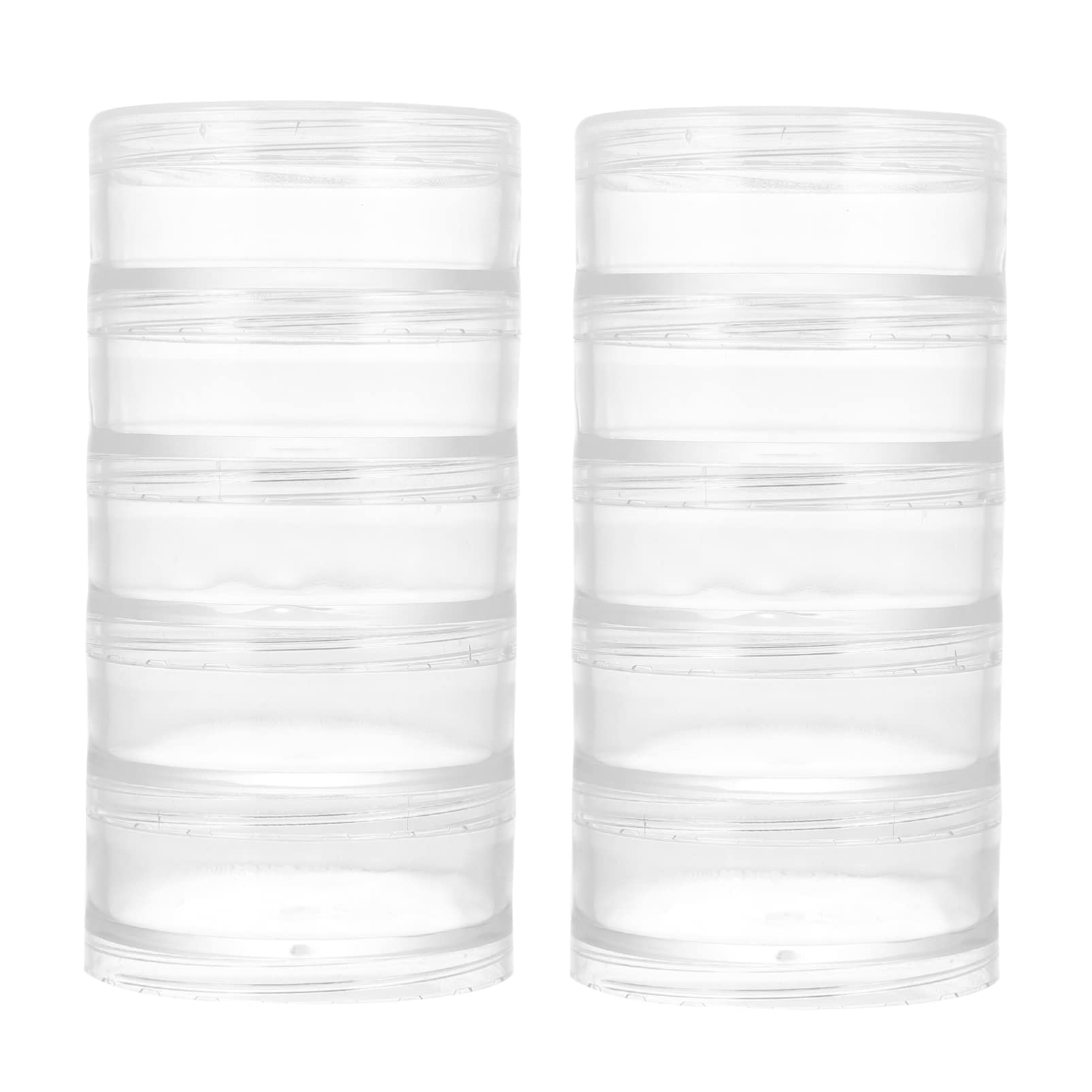 EXCEART 2 Sets Transparent Round Bead Storage Containers with Compartments, Stackable Jewelry Organizing Box for Crafts, Buttons, and Gift Display