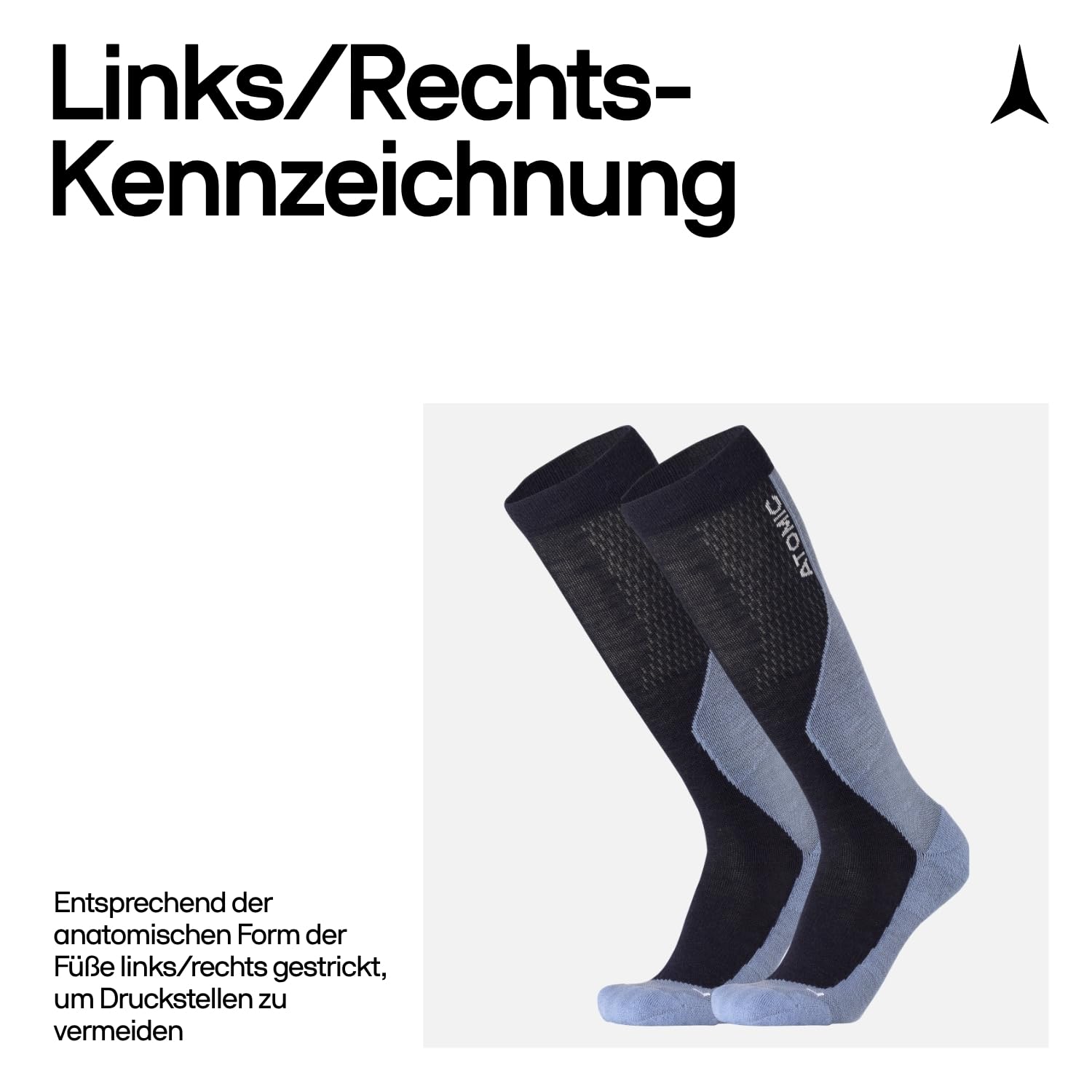 ATOMIC Performance Ski-Socken I Dünne Skisocken mit Polsterung I Leichte Strümpfe für Damen & Herren I Kniestrümpfe mit nahtloser Zehenbox I Skistrümpfe aus Merinowolle, Polyester & Nylon