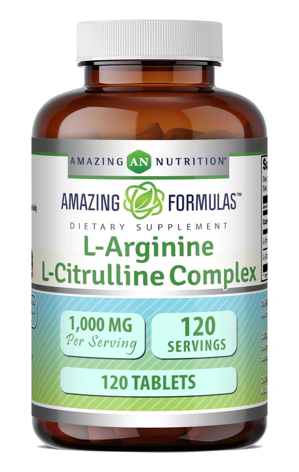 Amazing Formulas L-Arginine/L-Citrulline Complex 1000mg 120 Tablets Supplement| Non-GMO | Gluten Free | Made in USA 120 Count