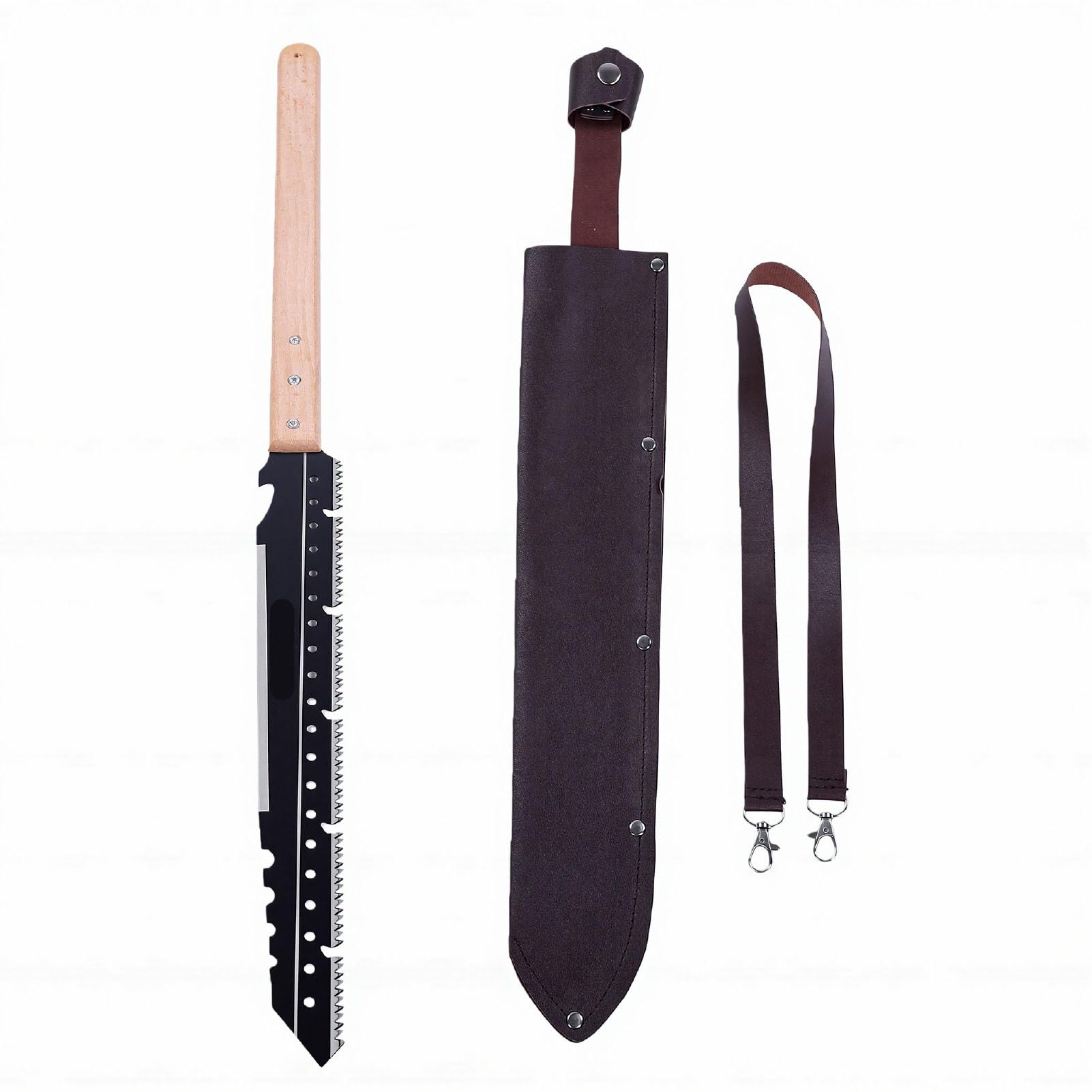Yosoo Health Gear Sierra de Mano para Podar, Sierra Larga de Acero SK5 con Funda de Cuero, Hoja de 30,5 Pulgadas para Podar árboles, Acampar, Jardinería Al Aire Libre, de Madera de Haya, Correa para