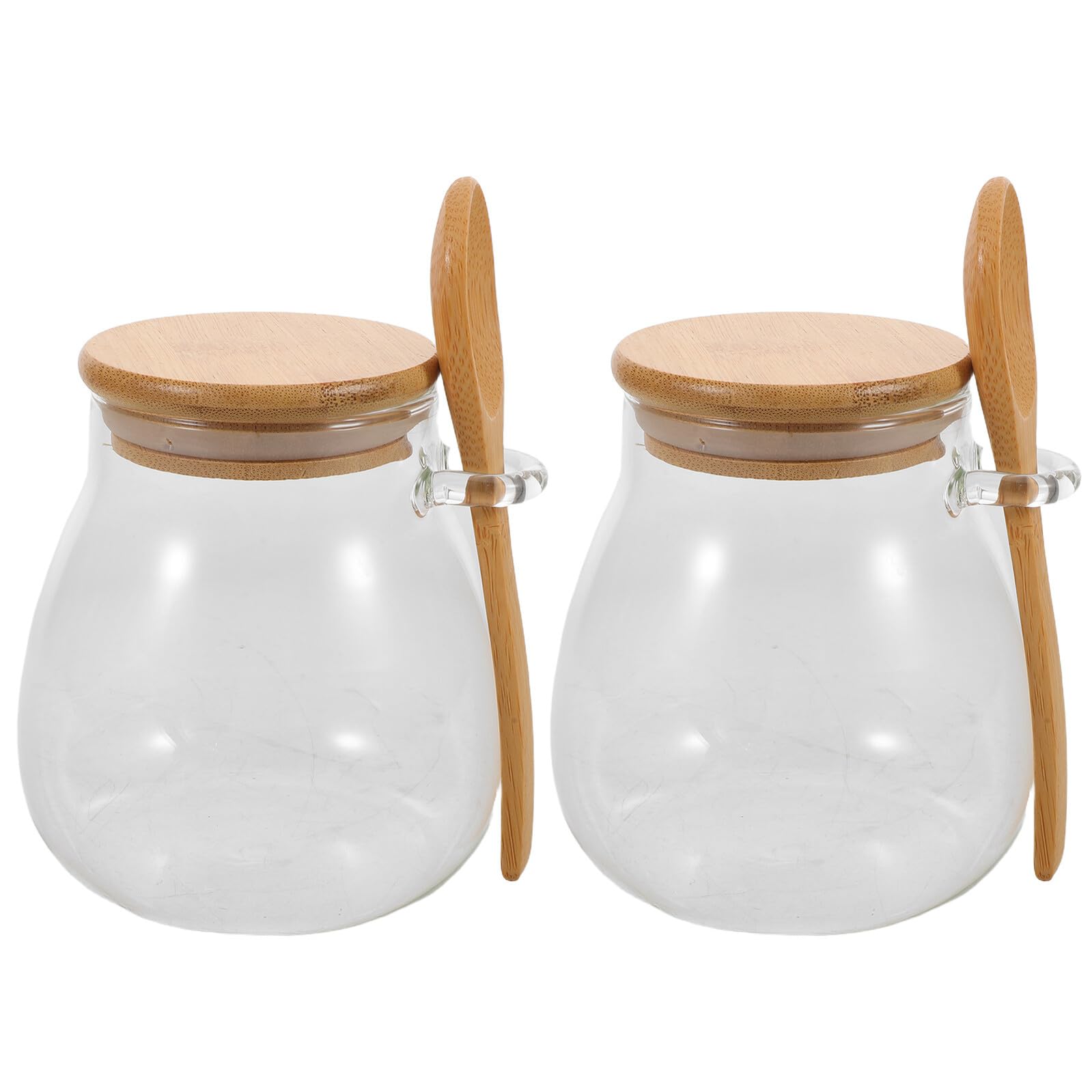 Barattolo Ermetico in Vetro 350ml con Coperchio e Cucchiaio, 2 Pezzi
