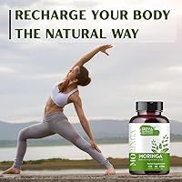 Vista 9 de Cápsula de Moringa de 1000 mg (120 cápsulas), cápsulas de polvo de moringa hechas de polvo de hoja de moringa orgánica Nutrición integral sin OMG