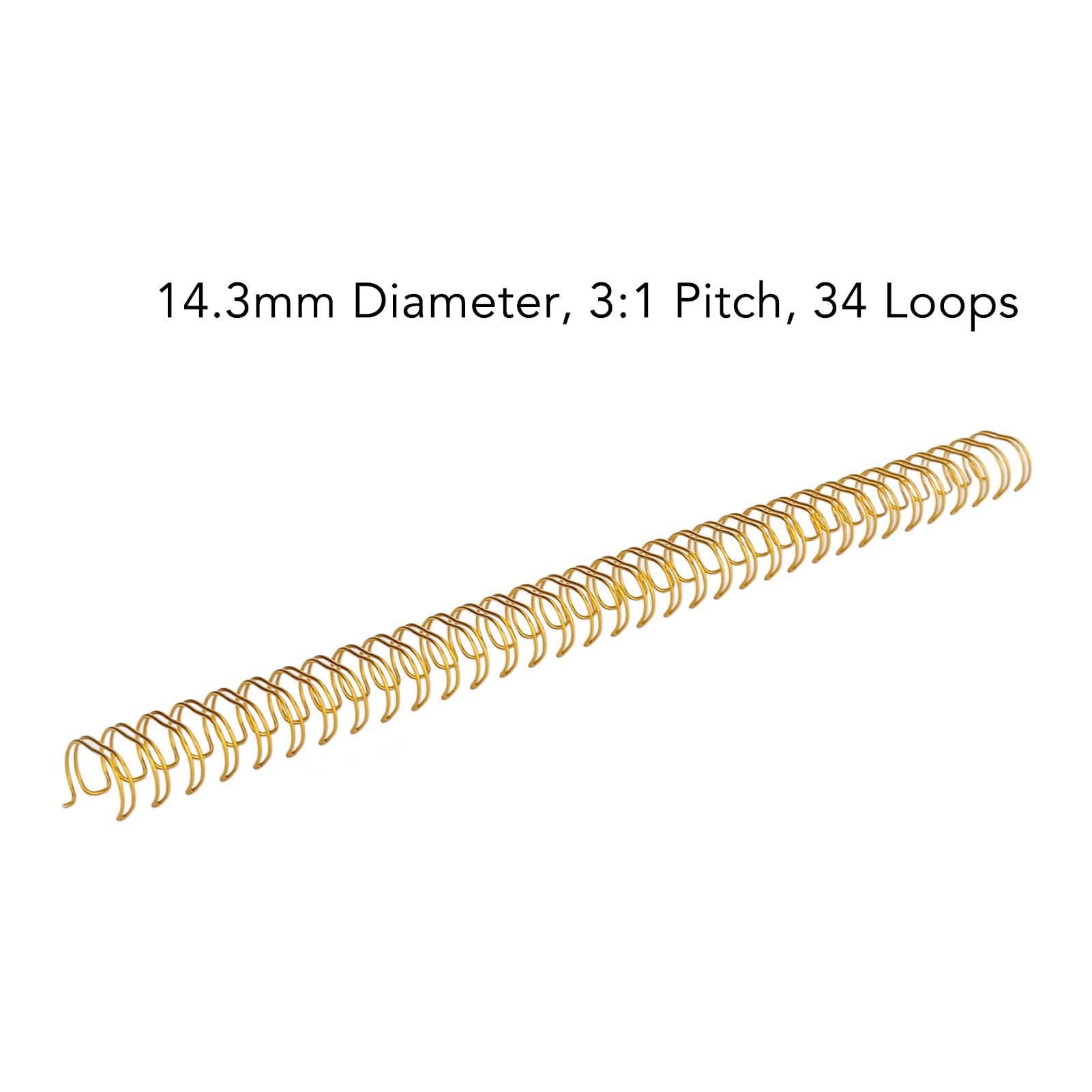 Spiralbinderücken, 34 Schlaufen Drahtbinderücken A4-Papier Doppeldrahtbinderücken, 120 Blatt Kapazität, 14,3 Mm Durchmesser für Studenten und Kollegen (GOLD)