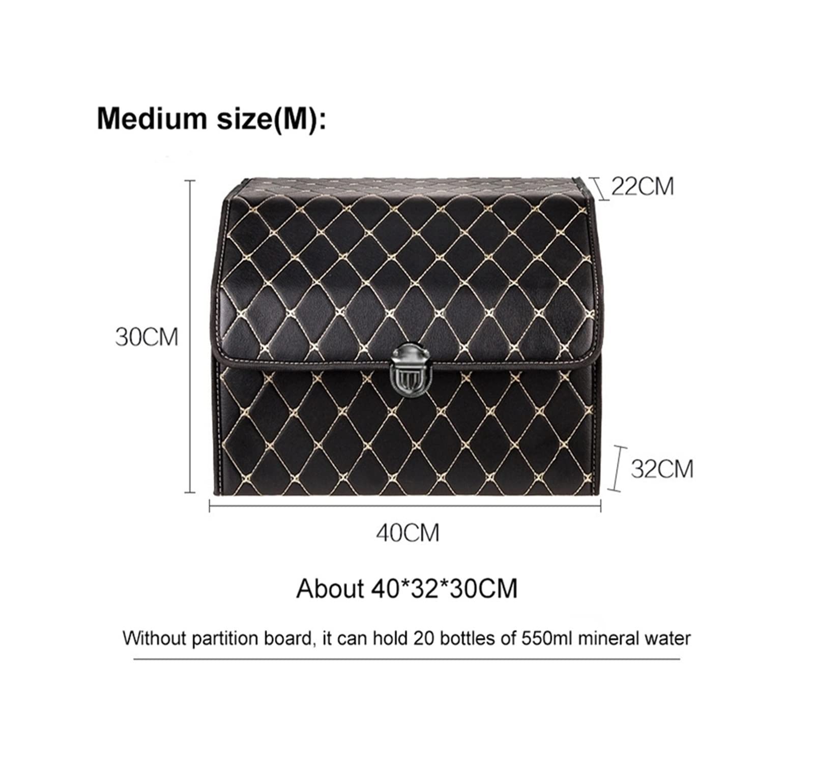 Organisateur de Coffre en Cuir PU de Haute qualité boîte de Rangement Pliante Voiture SUV Coffre Organisateur Sac de Rangement Auto intérieur Voiture Accessoires (Color : L Black)