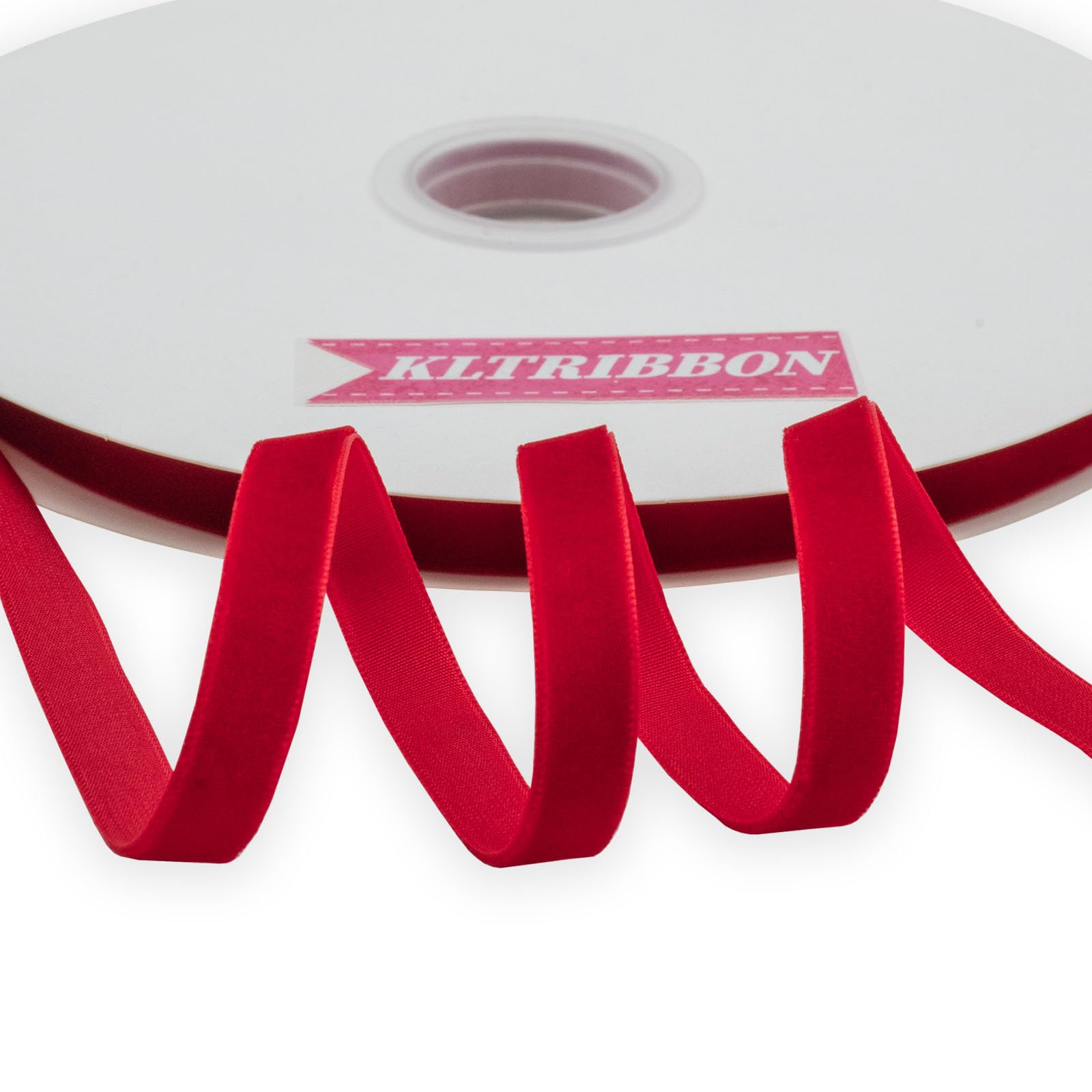 KLTRIBBON Vintage Red Velvet Ribbon Single Face,3/8 Inch X 25 Yards,for Sewing, Gift Wrapping, Jewelry Making, Wedding Decorating