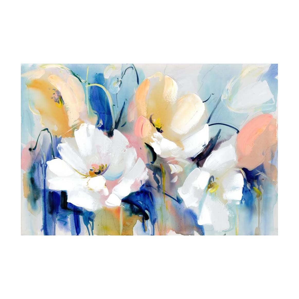 Affiche Aquarelle Abstraite Fleur Art-1 40x60 cm pour Décoration Murale de Salon