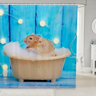 Erosebridal Kids Rat Shower Curtain 72" Wx78 L Wild Animal Print Bathroom Curtain for Boys Girls,3D Mouse in The Bathtub Bath Curtain Cartoon Wildlife Bathroom Accessories with Hooks Blue