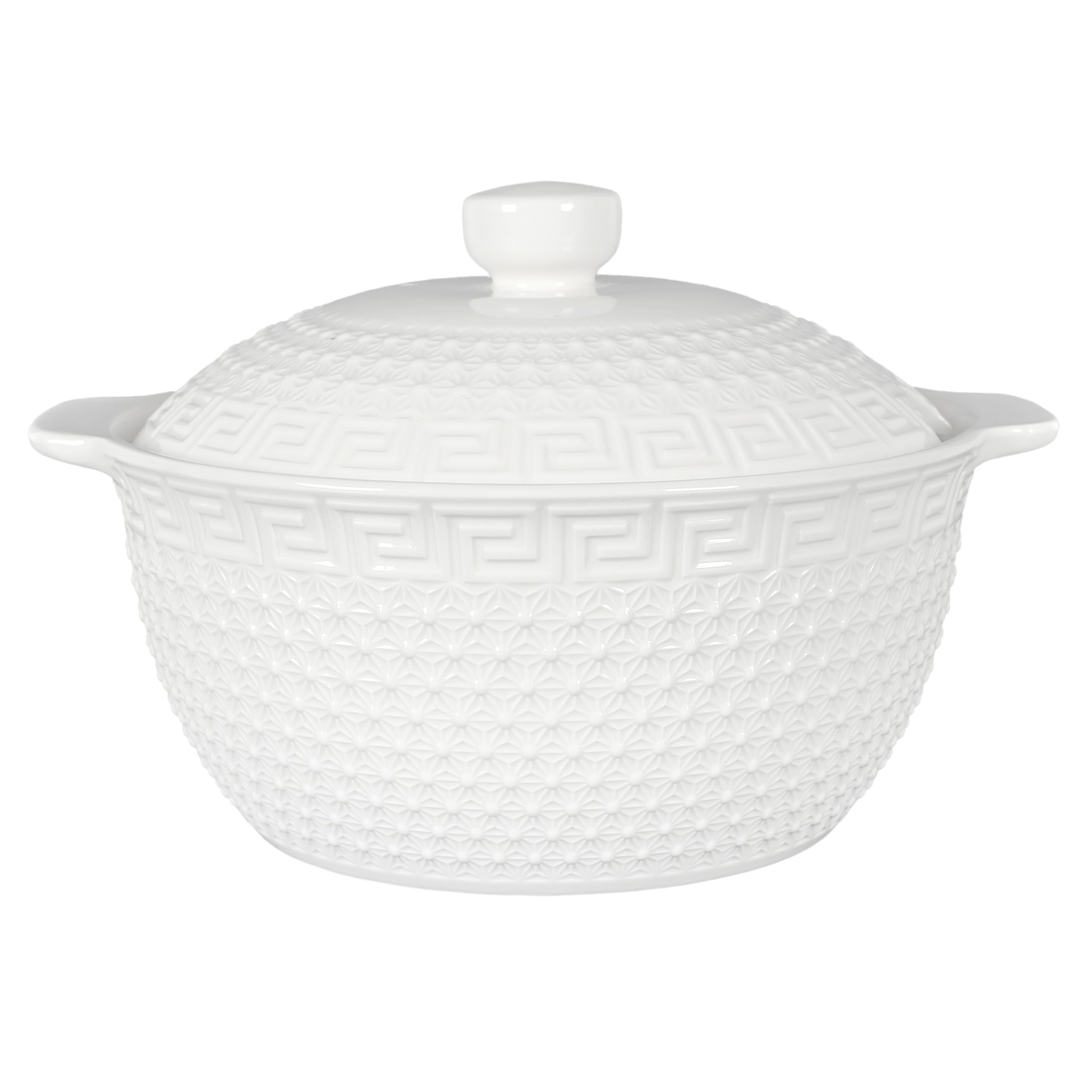 HOME DECO FACTORY - KA0279 Juego de Sopa 9 Piezas Porcelana - Sopera 2.7L, Cucharón, 6 Tazones - Diseño Elegante - Ideal para Cenas y Recepciones - Blanco - Tamaño Estándar