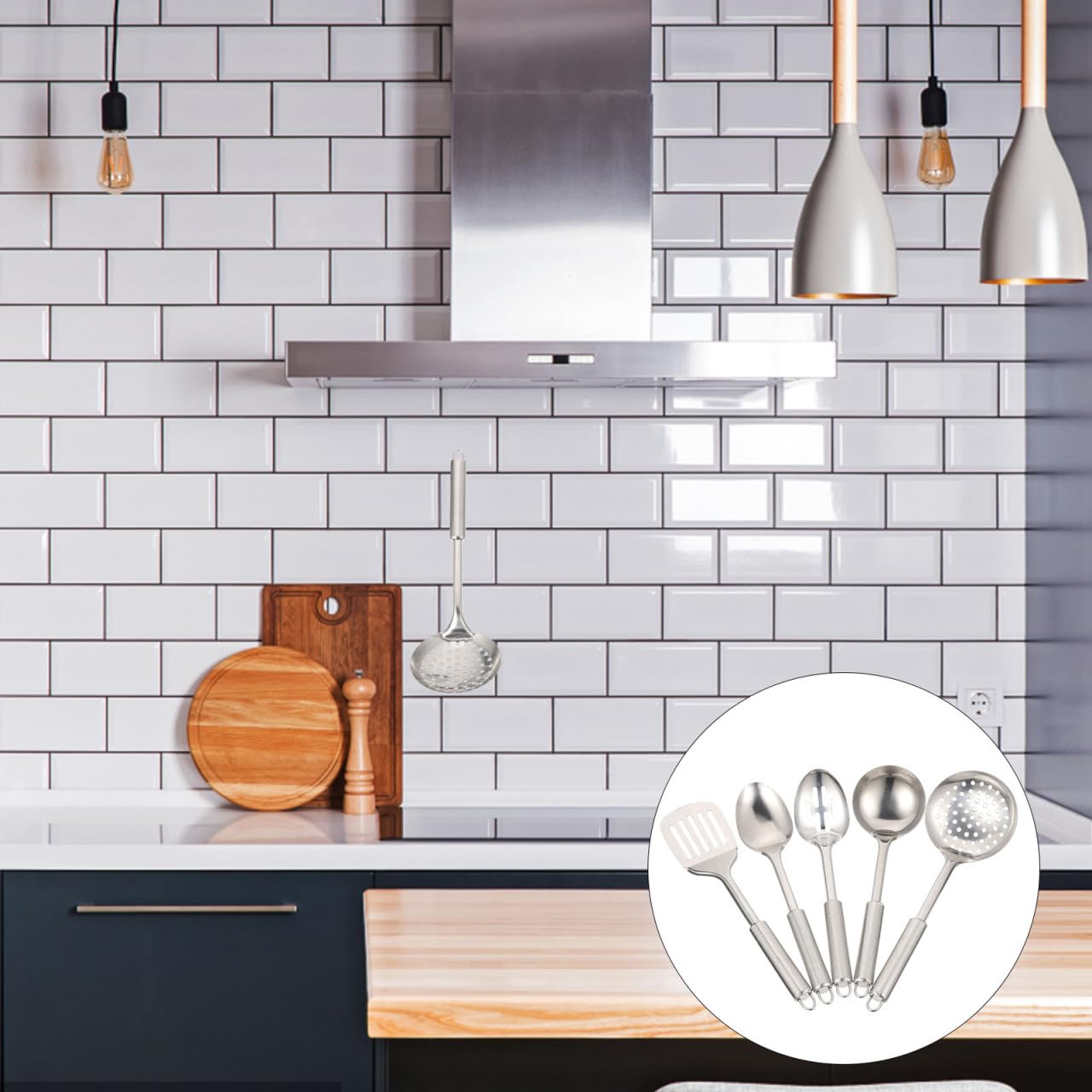 1 ensemble d'ustensiles de cuisine en acier inoxydable, spatules de cuisine, cuillères à soupe, ustensiles de service en acier inoxydable, ensemble de couverts antiadhésifs, ustensiles de