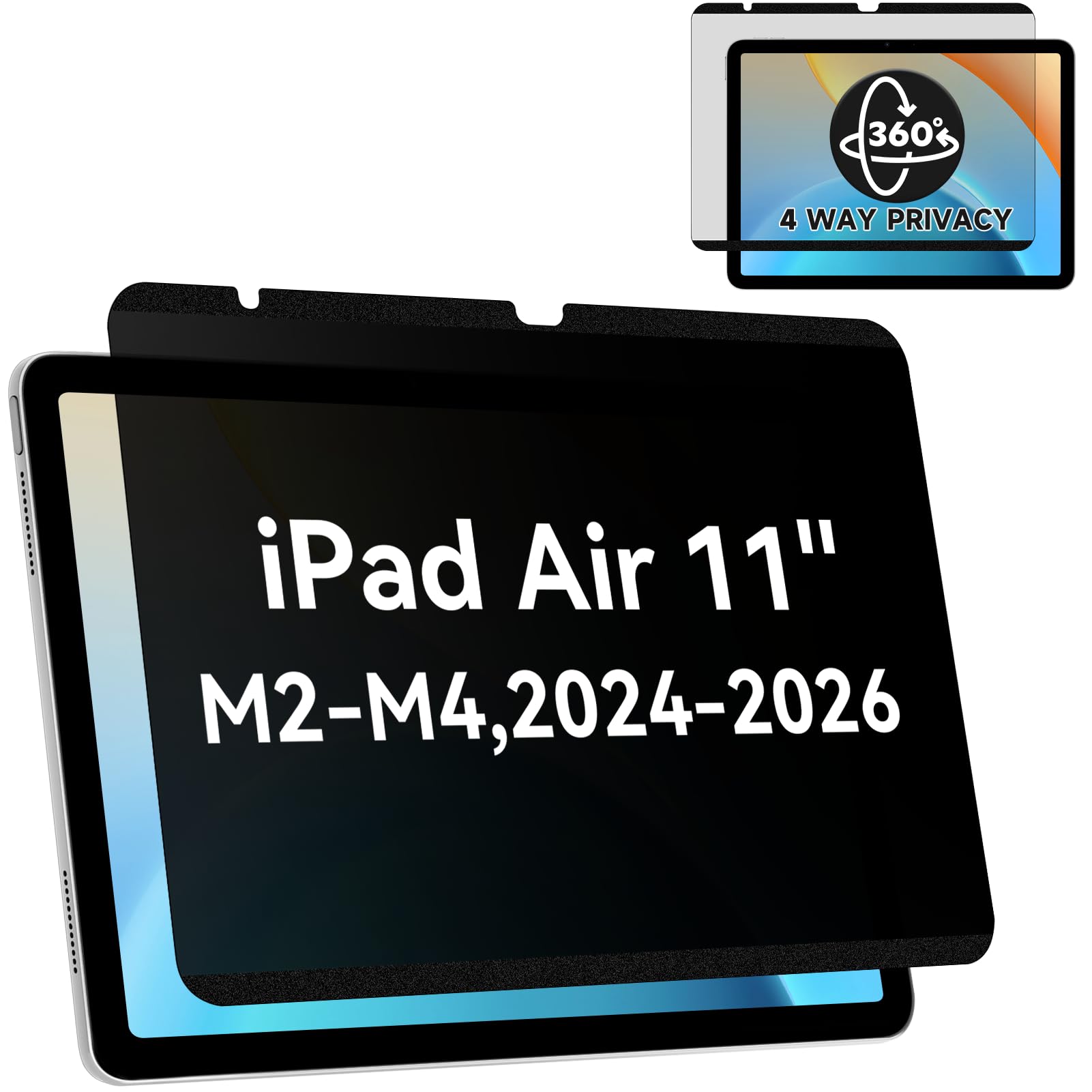 Mamol 360° Magnetischer Sichtschutz für iPad Air 11 Zoll 8/7/6.Gen. (M4/M3/M2), iPad Air 2026/2025/2024, Anti-Spy Blickschutzfolie Abnehmbarer Privacy Screen
