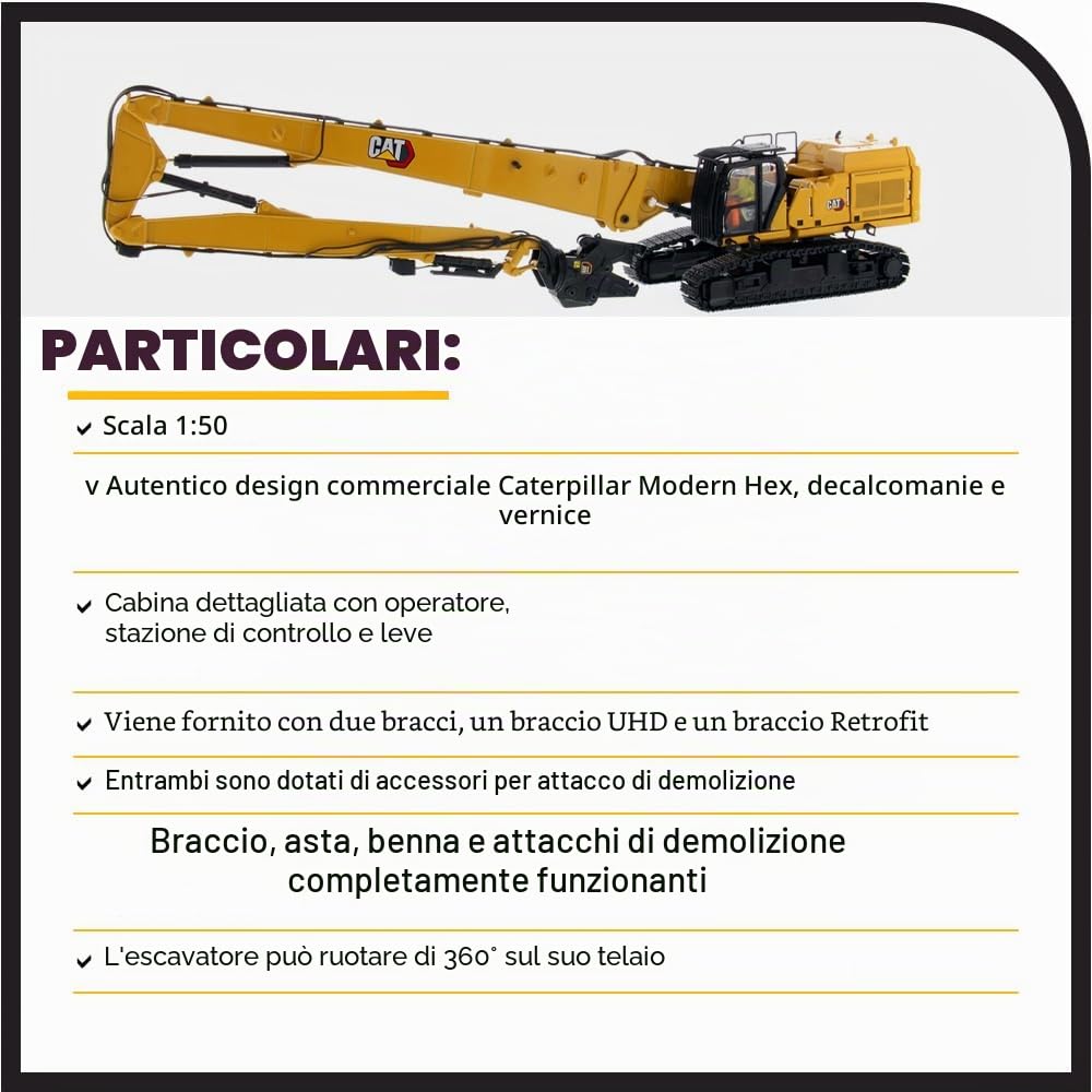 Diecast Masters 85663 - Escavatore cingolato Caterpillar per Ultra High Demolition Cat 352UHD, Scala 1:50, Circa 7,2 x 7,5 x 37,4 cm, da 14 Anni