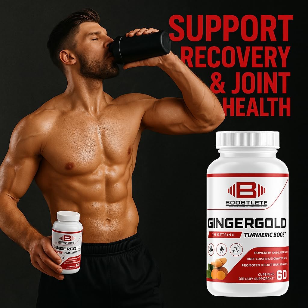 GingerGold Turmeric Boost with BioPerine® – Organic Turmeric & Ginger Supplement for Joint Support, Healthy Digestion & Overall Wellness – 60 Capsules