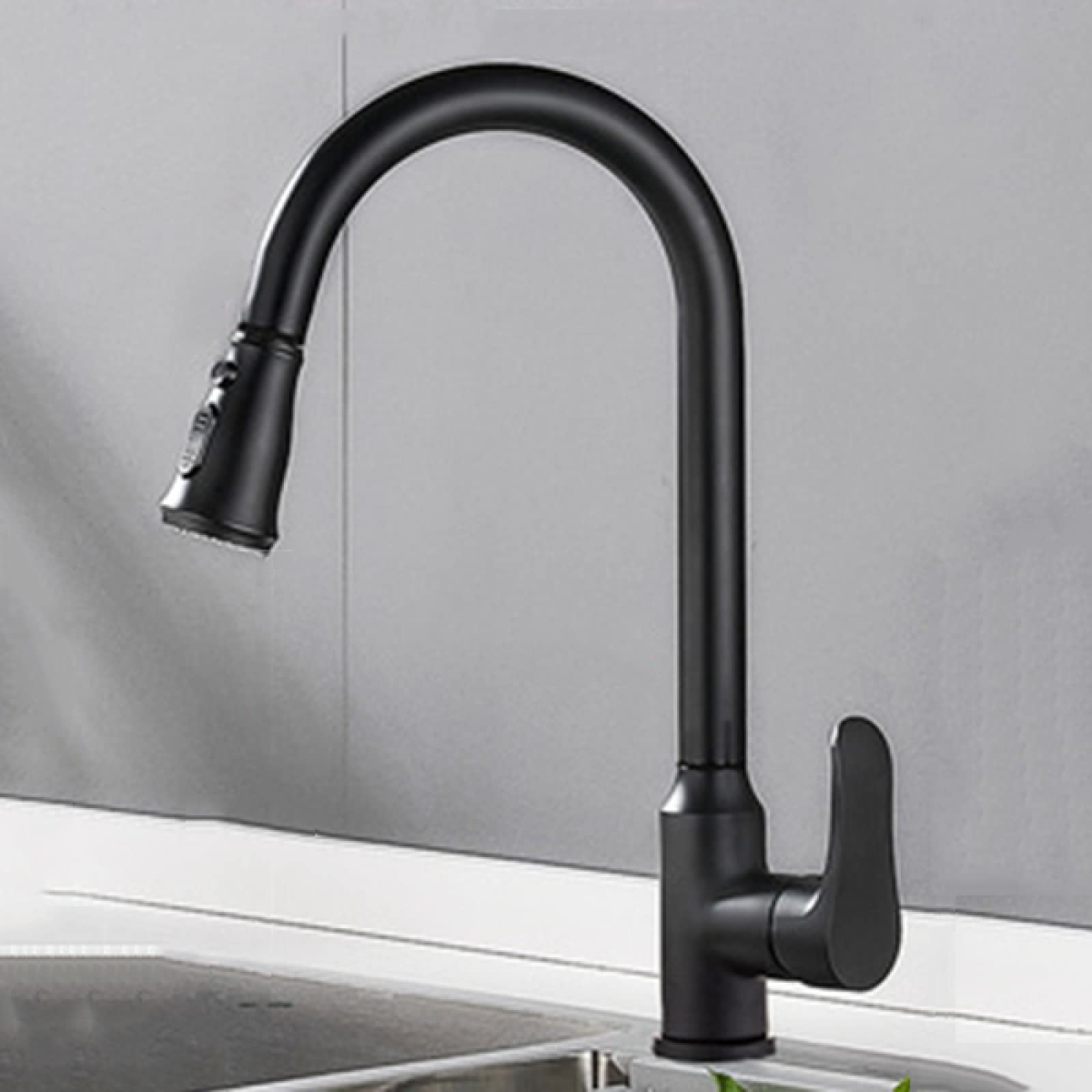 Grifo de cocina extraíble monomando con caño giratorio de 360 grados