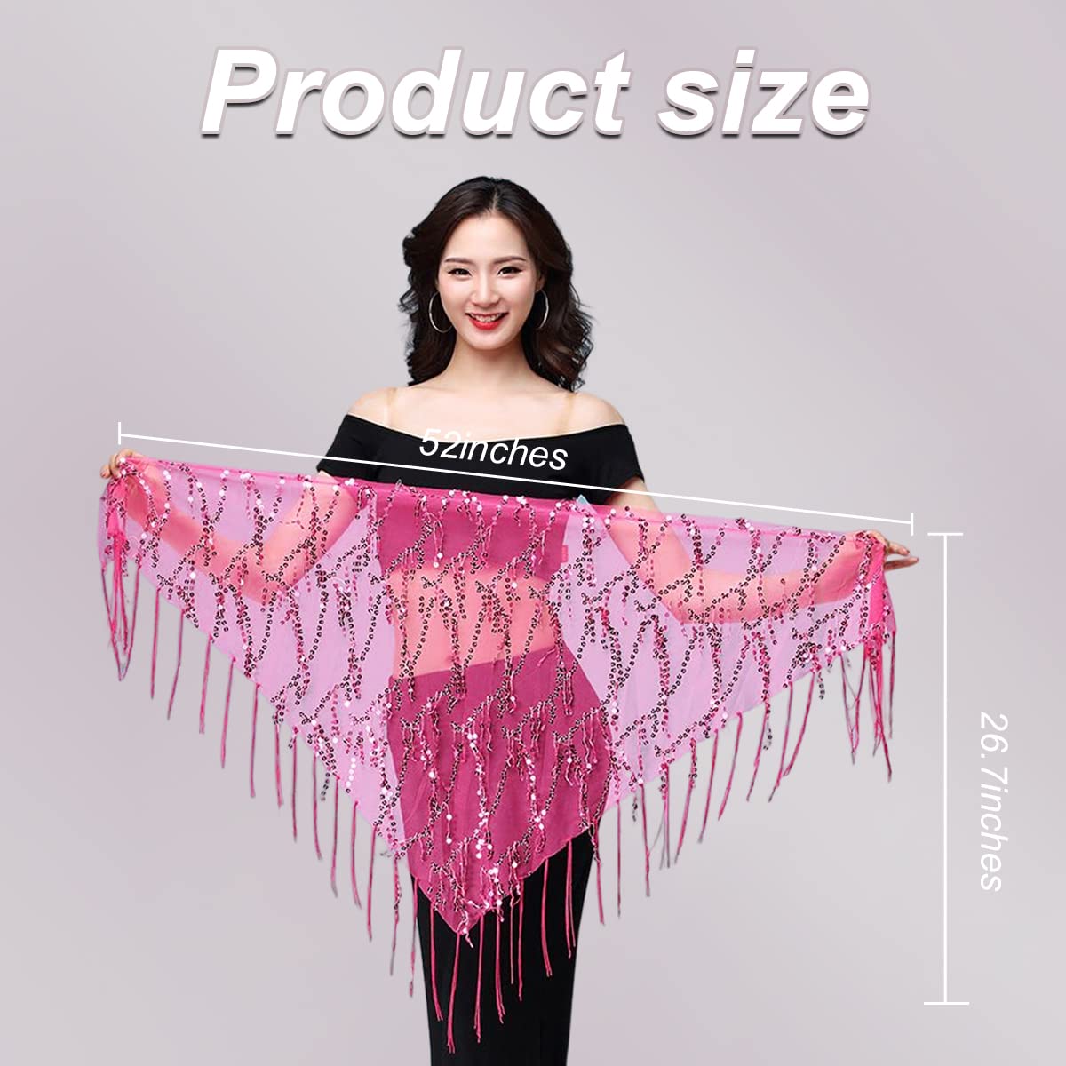 SamHeng Falda con borlas de lentejuelas, faldas de danza del vientre Rave Fringe Hip Bufanda Latin Dance Hula Hip Belt, Glitter Bohemian Skirt para mujeres y niñas Festival Dance Performance