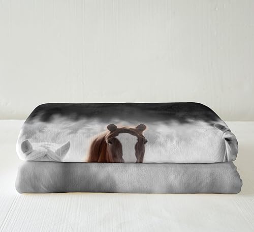 Miniatura 3 de Manta sherpa de caballo marrón, manta sherpa de vaquero occidental, manta de vellón con animales de granja exóticos para niños, adolescentes, niños,