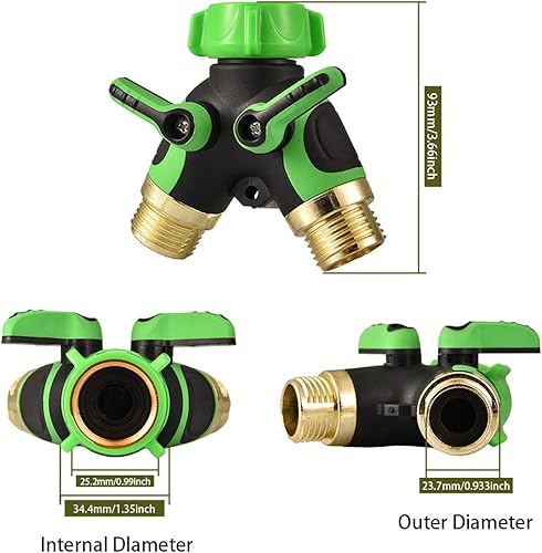 Miniatura 10 de Divisor de manguera de 2 vías y conector en Y con cómodo agarre de goma y parte superior giratoria de 360  de conexión rápida para manguera de