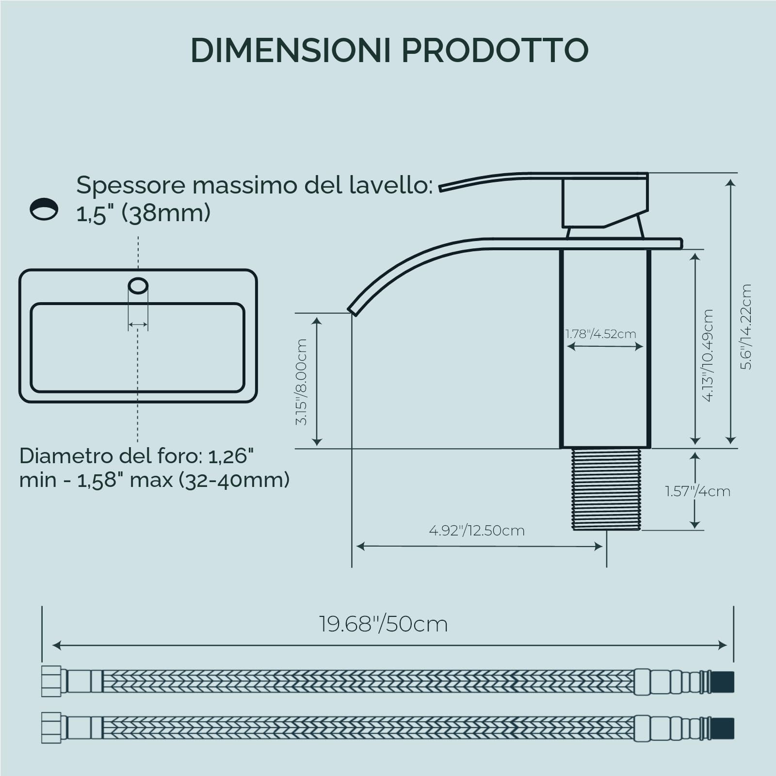 Rubinetto per Bagno FORIOUS, Rubinetto per Lavabo a Cascata in Nickel Spazzolato, Miscelatore Monocomando per Lavabo con Altezza del Beccuccio di 80 MM, Risparmio Idrico, Risparmio Energetico.