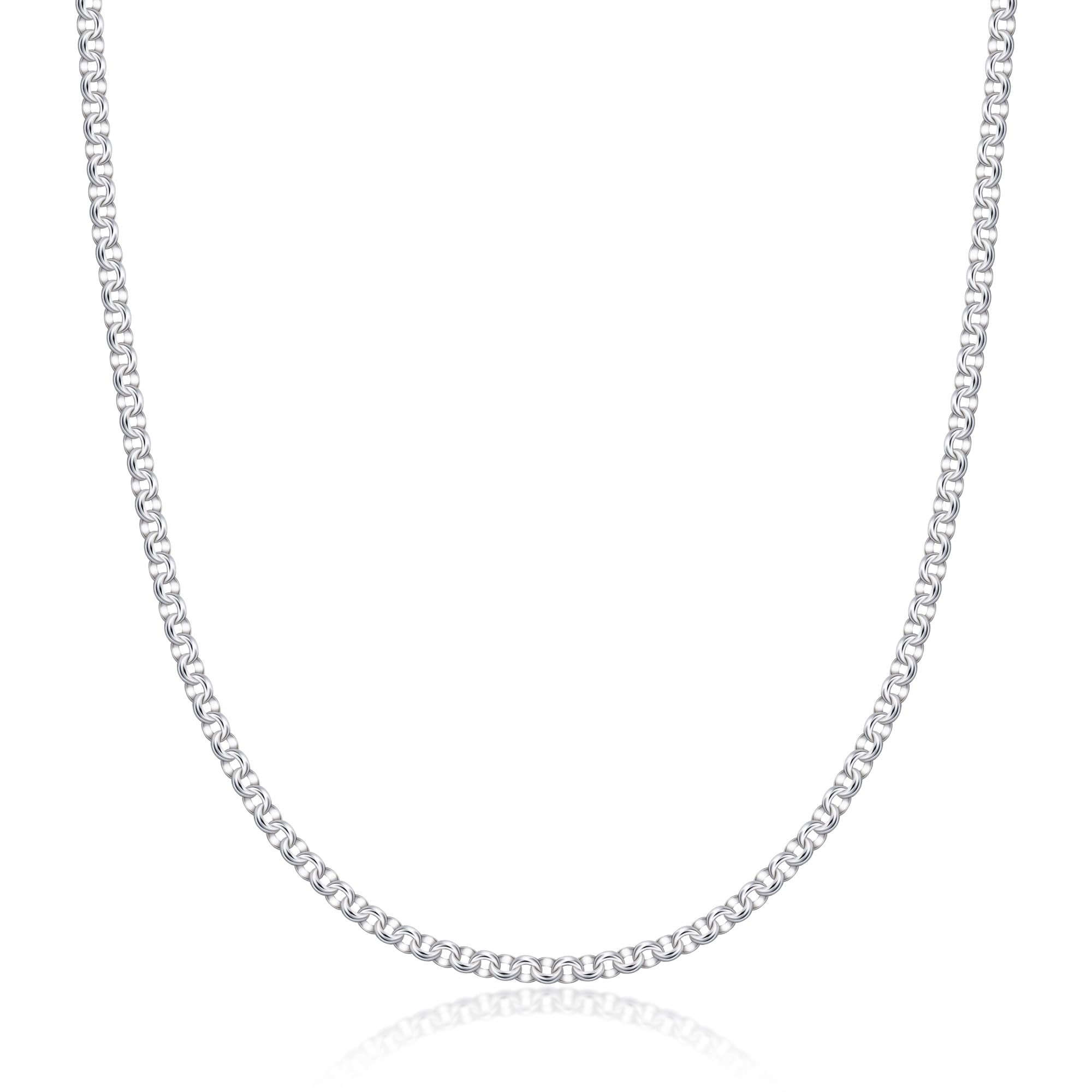 PORI JEWELERS925 Sterling Silver Nickel-Free 3.2MM Rolo Round Cable Link Chain - Yellow or Silver