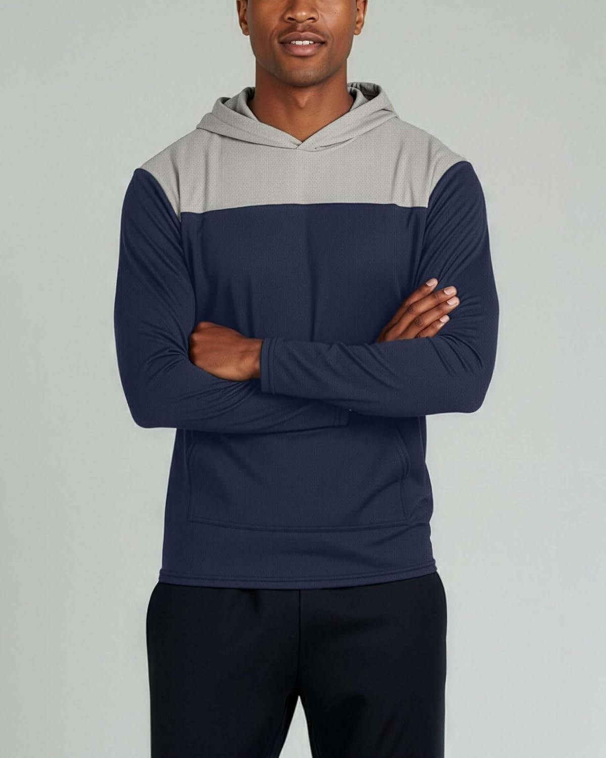 Real Essentials 3 Pack: Men's Mesh Long Sleeve Athletic Pullover Hoodie Sweatshirt Pockets UPF 50+ (Available in Big & Tall) - Image 2