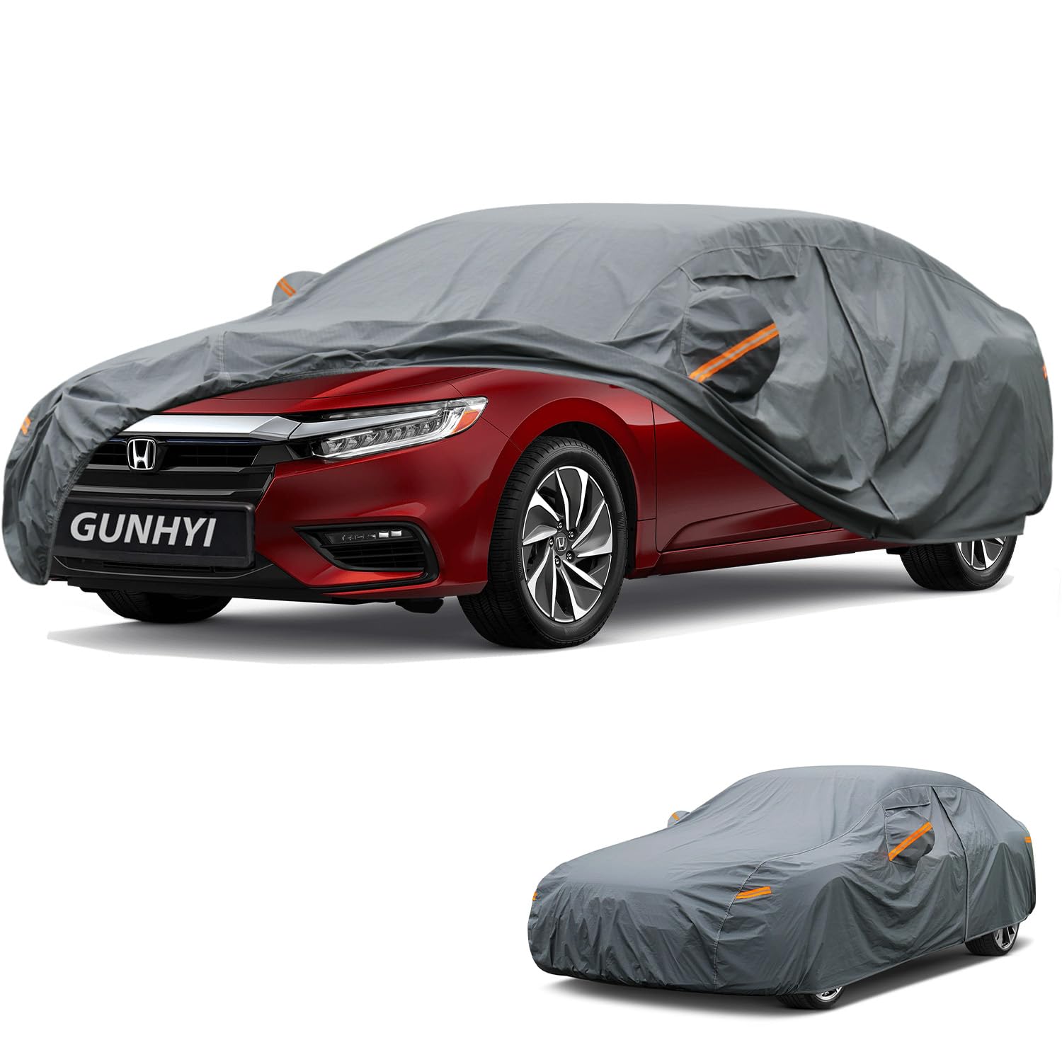 GUNHYI Premium Car Cover Custom Fit Honda Insight Sedan(1999-2006), 16 Layers Heavy Duty Car Cover Waterproof All Weather with Zipper Door for Sun Rain Snow Dust Uv Protection