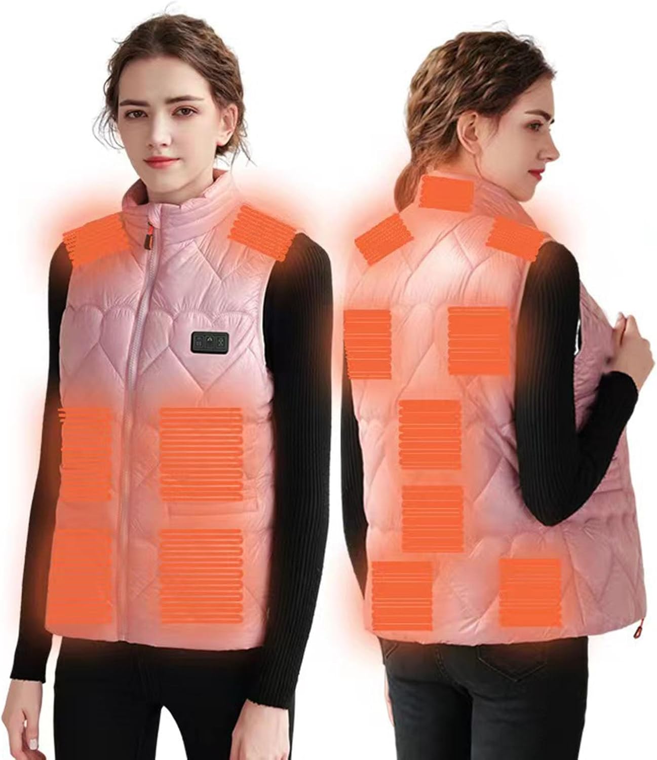 Electric Heated Vest Women's Fashion Jacket Winter Warmth 15-Zone Heating Adjustable Temperature (Battery Pack Not Included)