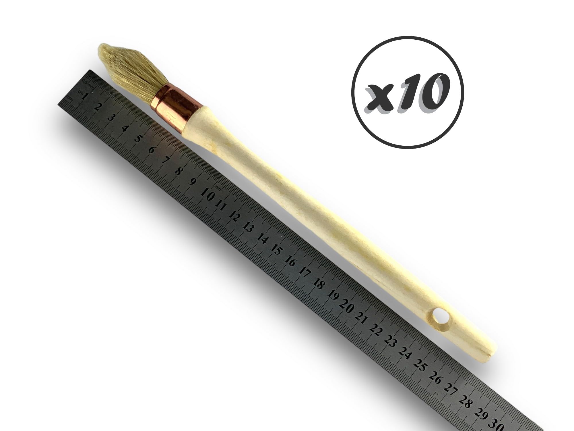Kibros Lot 10 pinceaux de Pouce rechampir Soie Blanche Ø 18 mm