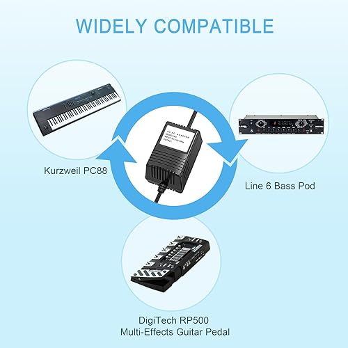 Miniatura 5 de Adaptador de 9V CA/CA para línea 6 Bass POD XT XTL, FloorPod, Floor-Pod Plus, JM4 Looper, Micro Spider, POD xt Live Power Supply Cord Line-6